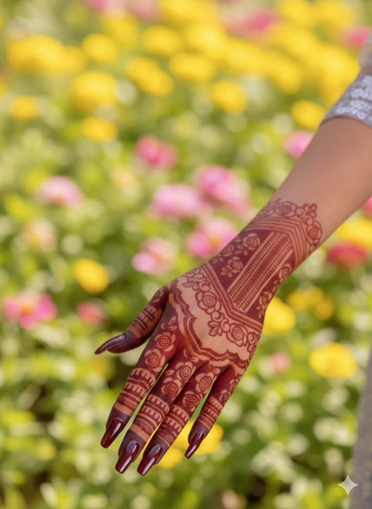 Elegant Arch Floral Full Hand Mehendi Stencil