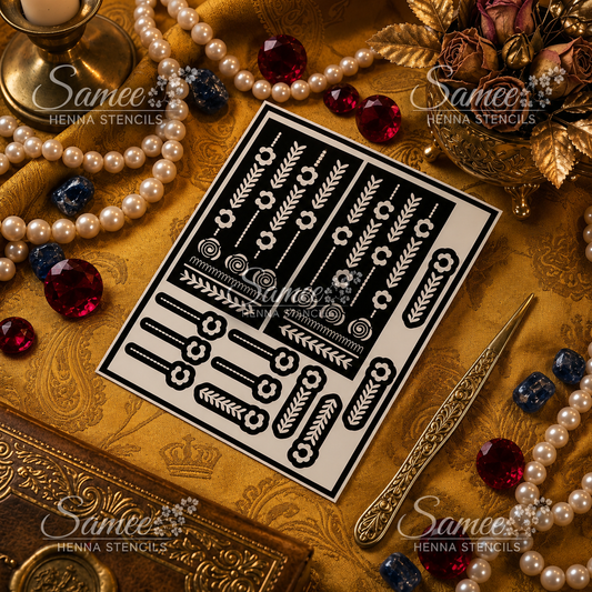 Samee® Floral Chain & Finger Henna Stencil – design code.39