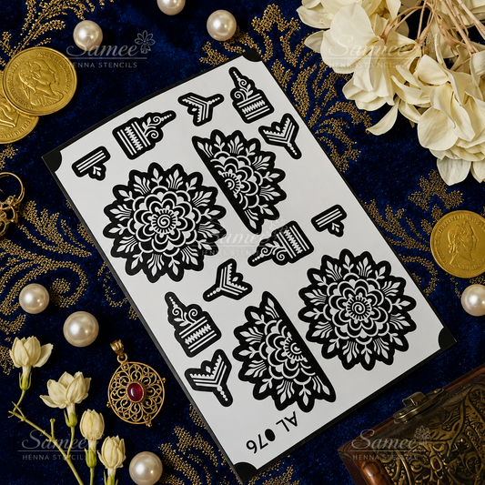 Sameee® Royal Floral Mandala Mehndi Stencil – Arabic Hand Design. Design NO,102