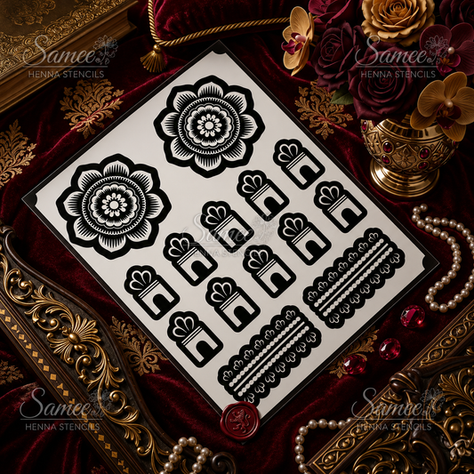 Samee® Floral Mandala & Finger Border Henna Stencil – design code.40
