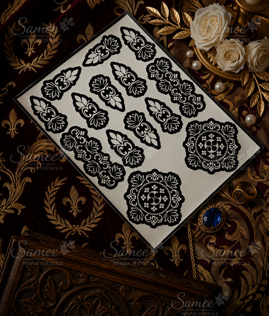 Sameee® Royal Floral Finger & Mandala Mehndi Stencil – Hand Design Design NO,113
