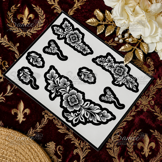 Sameee® Elegant Floral Corner Mehndi Stencil – Arabic Hand Design Design NO,110
