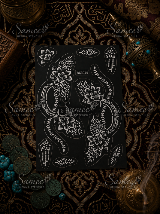 Sameee® Floral Arabic Side Trail Henna Stencil – design code69
