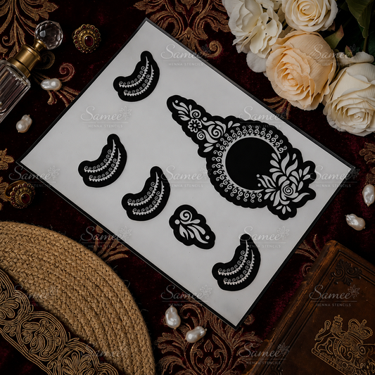 Sameee® Royal Floral Paisley Mehndi Stencil – Arabic Hand Design Design NO, 98