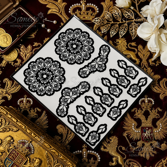 Sameee® Floral Mandala & Finger Mehndi Stencil – Arabic Design Design NO,107