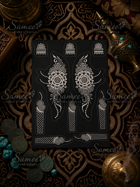 Sameee® Royal Floral Bracelet Arabic Mehndi Stencil – Hand & Wrist Design.design code71