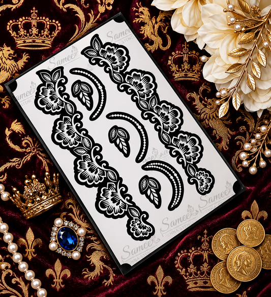 Sameee® Floral Vine Arabic Mehndi Stencil – Side Hand Border Design design code 90