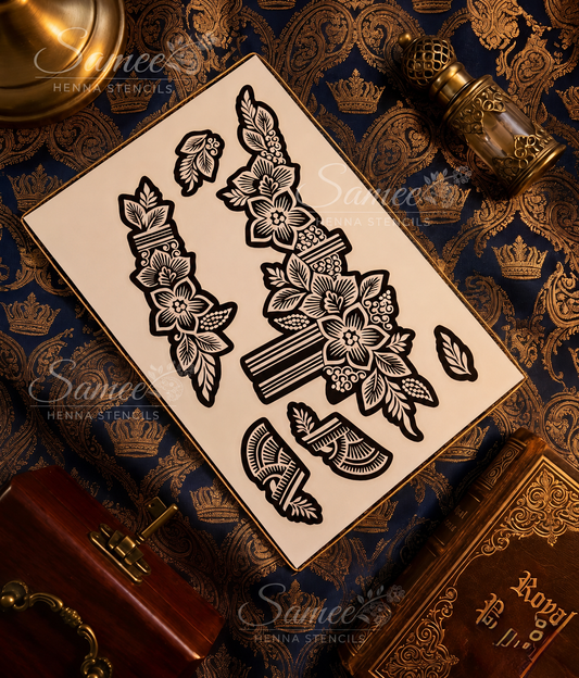Samee® Elegant Floral Wrist Henna Stencil – design code.38