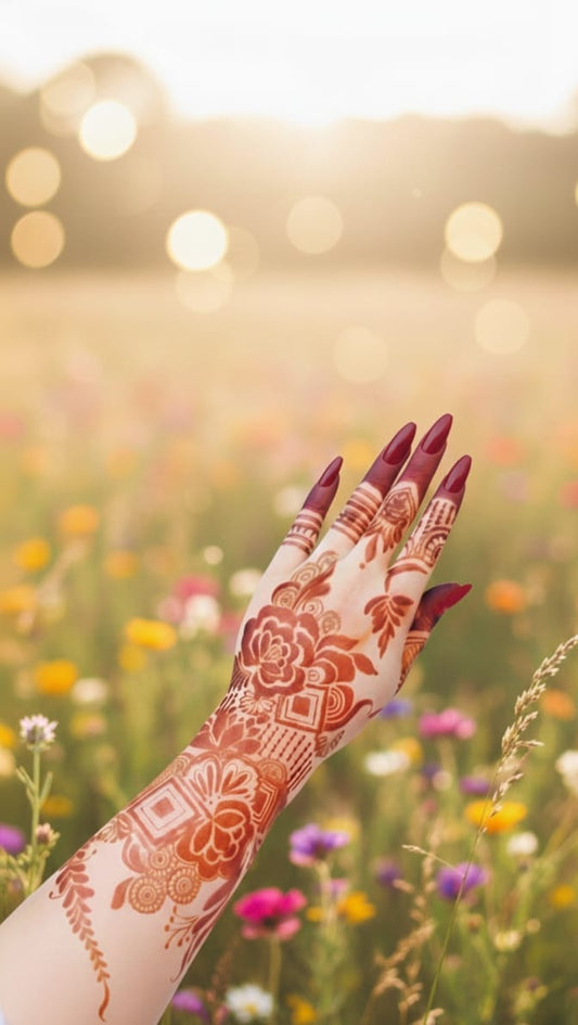 Floral Geometric Full Arm Mehendi Stencil