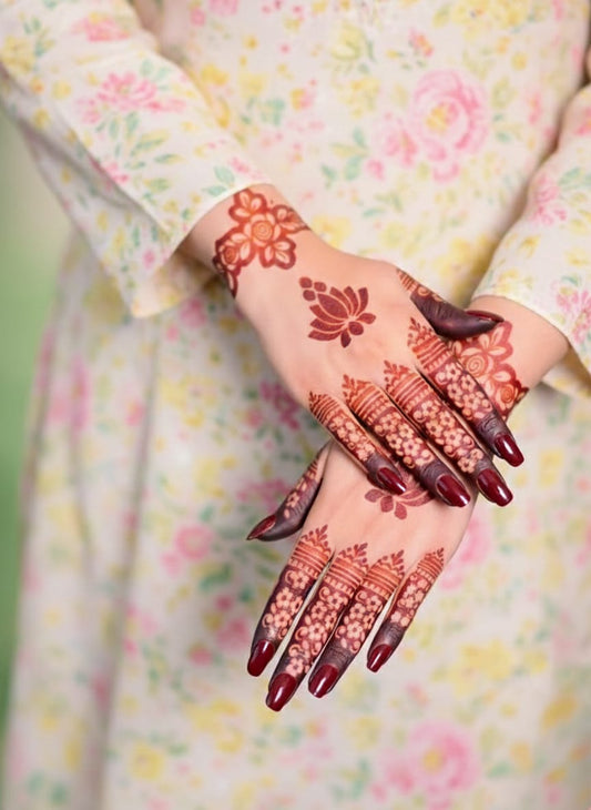 11Minimal Floral Finger Mehendi Stencil(double hand)