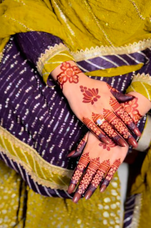 11Minimal Floral Finger Mehendi Stencil(double hand)
