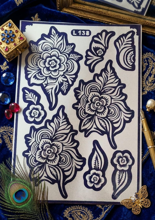 Samee® Floral Rose Mehndi Stencil – Hand Design Design NO, 6