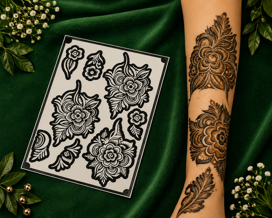 Samee® Floral Rose Mehndi Stencil – Hand Design Design NO, 6
