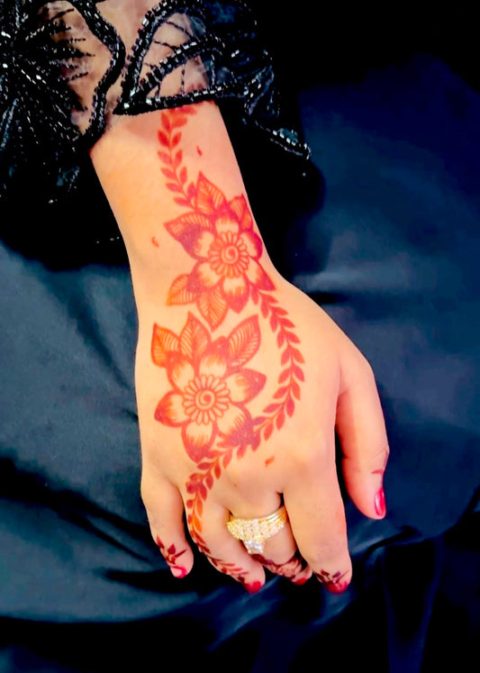 Sameee® Elegant Floral Side Trail Henna Stencil – design code 68-Double Hand