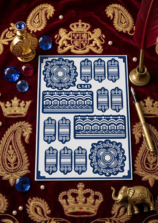 Samee® Mandala Finger & Border Mehndi Stencil-Hand design Design No, 124