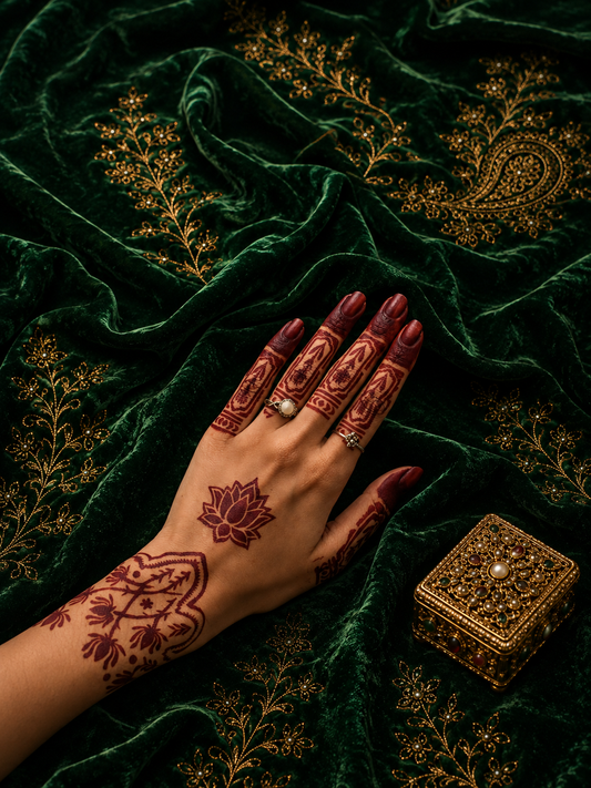 Floral Cuff & Finger Henna Stencil Set(double hand) dc 106