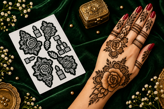 Samee® Royal Rose Floral Henna Stencil – design code.22-Double Hand