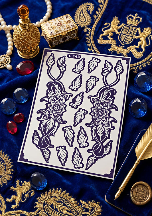 Samee® Floral Vine Mehndi Stencil – Hand Design Design No, 17