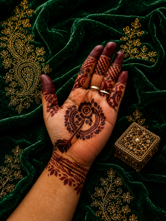 Samee® Floral Mandala Finger & Wrist Mehndi Stencil – Hand design Design No, 25(Double Hand)