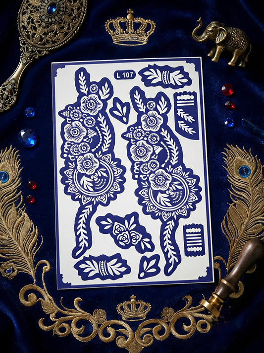 Samee® Floral Paisley Back Hand Mehndi Stencil – Hand Design | Design No. 12 (Double Hand)