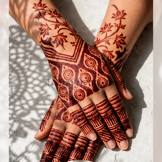 Samee® Royal Floral Corner & Border Henna Stencil –design code.9- Single Hand