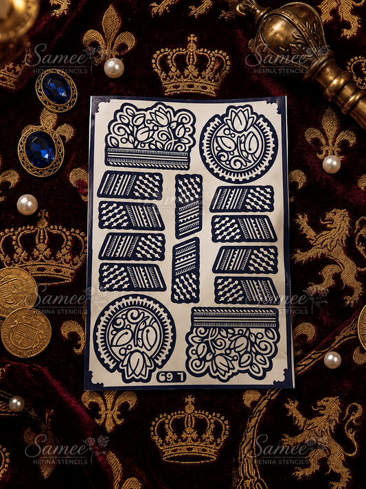 Royal Lotus Mandala Henna Stencil (double hand) Design NO, 99