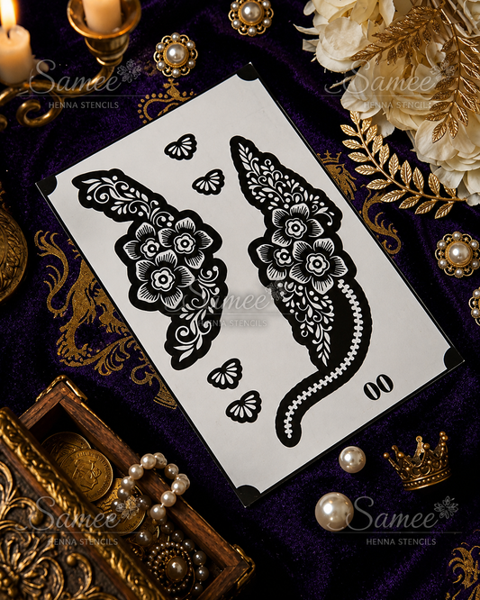 Sameee® Elegant Floral Arabic Mehndi Stencil –Hand Design (Design no 112)