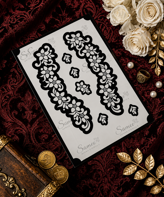 Sameee® Elegant Floral Vine Arabic Mehndi Stencil –  Side Hand Design.design code 87