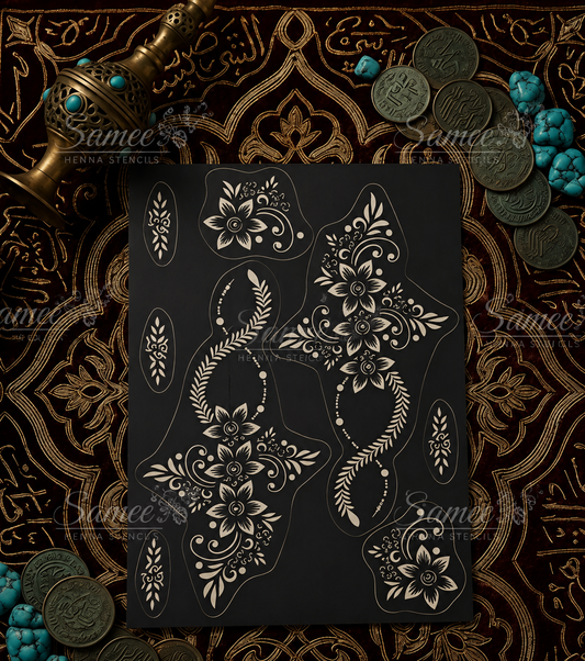 Sameee® Graceful Floral Vine Arabic Mehndi Stencil – Side Hand Design.design code74