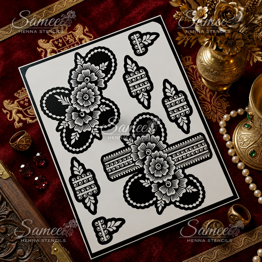 Samee® Royal Floral Bracelet Henna Stencil – design code.20