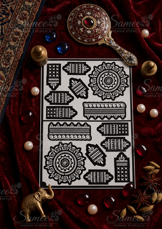 Samee® Royal Mandala & Bracelet Henna Stencil –design code.18