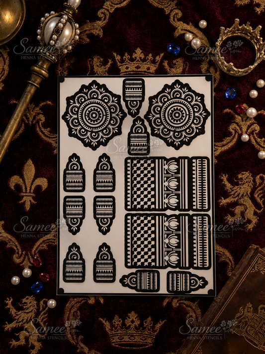 Sameee® Royal Mandala Bracelet Mehndi Stencil – Wrist & Finger Border Design.design code 91