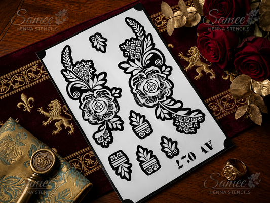 Samee® Royal Rose Vine Henna Stencil – design code.35