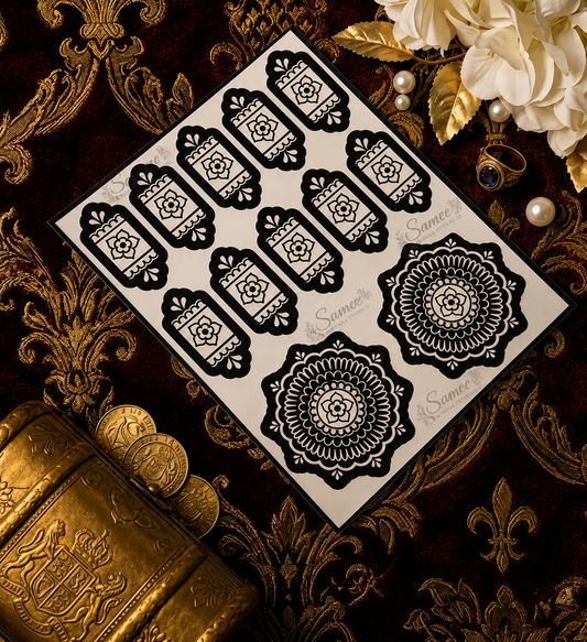 Samee® Premium Mandala & Finger Mehndi Stencil –  Floral Design Sheet Design NO,114