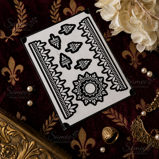 Sameee® Royal Floral Border Mehndi Stencil –  Bracelet & Mandala Design.design code86