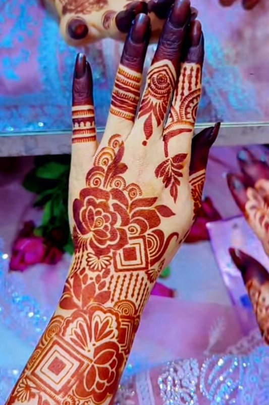 4 Floral Geometric Full Arm Mehendi Stencil (single hand)