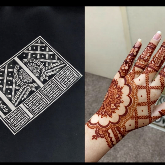 22Royal Scallop Mandala Henna Stencil(double hand)