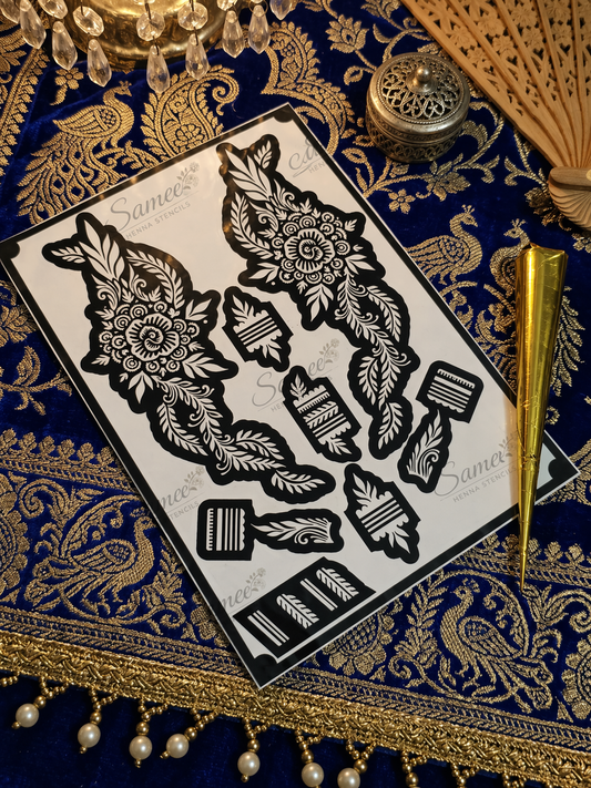 Elegant Floral Henna Hand Stencil