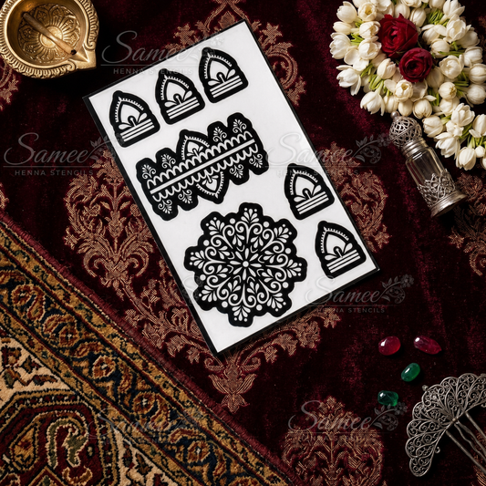 Premium Mehndi Stencil Set – Elegant Traditional Design