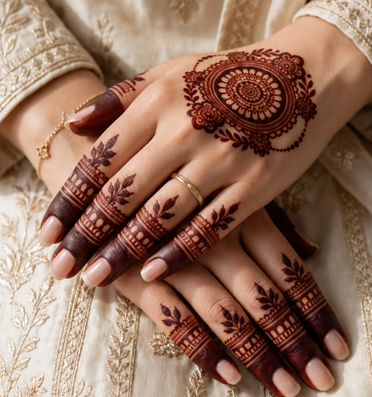 Sameee® Floral Mandala & Bracelet Mehndi Stencil –  Arabic Design (Design NO,105)-Double Hand