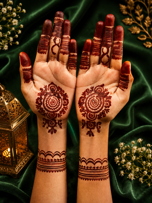 Samee® Royal Mandala & Finger Border Henna Stencil –design code.23-Double Hand