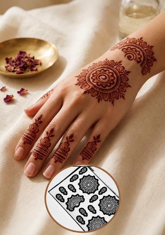 Samee® Royal Mandala & Paisley Henna Stencil – design code.31-Double Hand