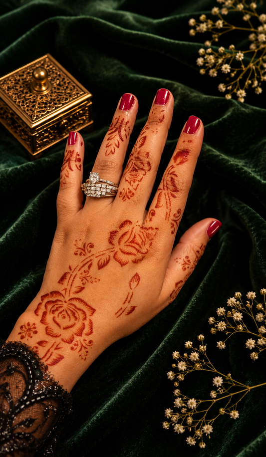 Sameee® Elegant Rose Arabic Mehndi Stencil – Side Hand Floral Design.design code 73-Double Hand