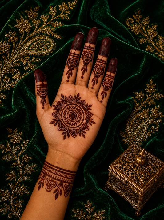 Samee® Royal Mandala & Finger Accent Henna Stencil – design code.11-Double Hand