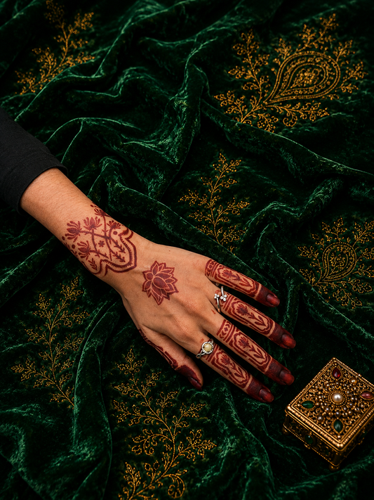 Floral Cuff & Finger Henna Stencil Set(double hand) dc 106