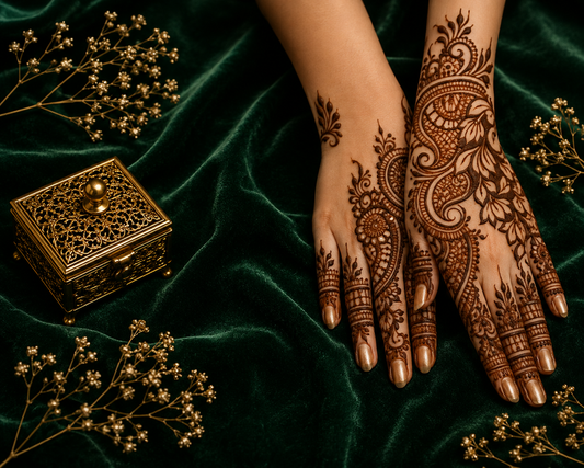 Samee® Floral Arabic Back Hand & Finger Mehndi Stencil - Hand design Design No, 125(Double Hand)