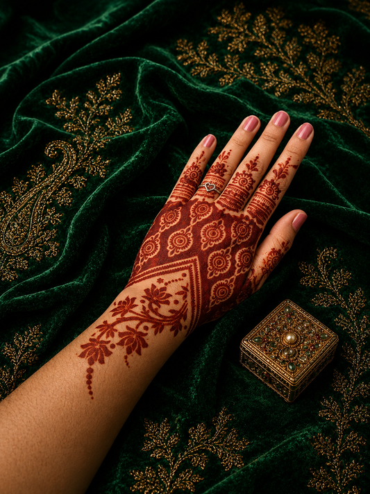 Samee® Royal Floral Corner & Border Henna Stencil –design code.9- Single Hand
