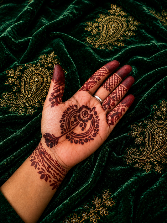 Samee® Floral Mandala Finger & Wrist Mehndi Stencil – Hand design Design No, 25(Double Hand)
