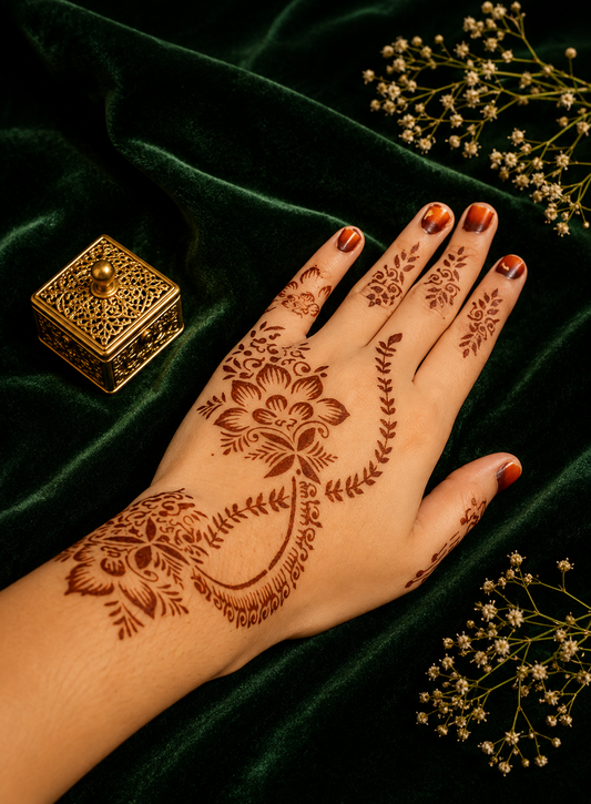 Sameee® Floral Arabic Side Trail Henna Stencil – design code 69-Double Hand