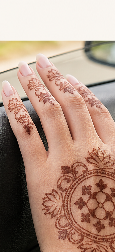 Sameee® Royal Floral Finger & Mandala Mehndi Stencil – Hand Design Design NO,113(Double Hand)